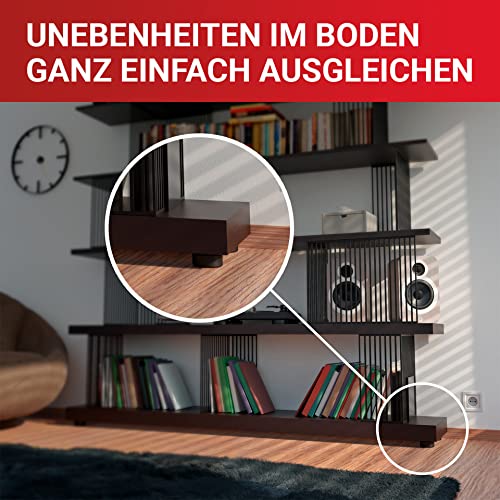 LouMaxx Möbelfüße höhenverstellbar– Füße für Möbel Ø 53,5 mm aus Kunststoff – Hochwertige Möbelerhöhung zum Kleben oder Schrauben – 4er Set Gleitfüße in Schwarz inkl. Montagematerial