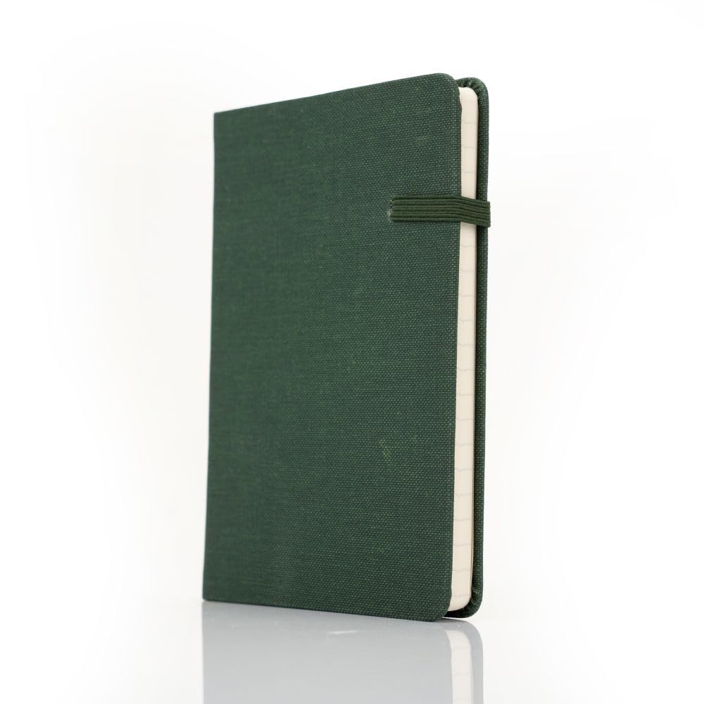 Railex Modena Linen Journal A6 Notebook - RACING GREEN Ruled Notebook, To Do List Diary with Pocket, Gratitude Journal, Pocket Note Book, Journals for Women & Men