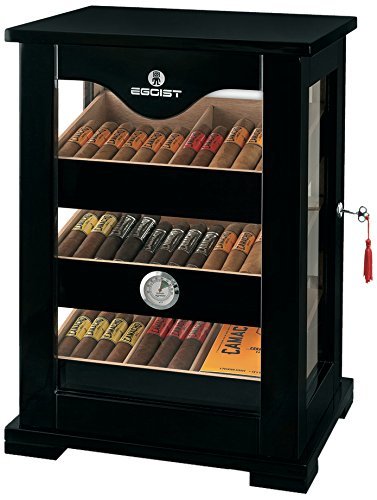 Egoist Humidor - Humidificador con hygrmetro para puros, habanos o tabacos - 100 cigarros I Accesorios de puro y humidores - Negro