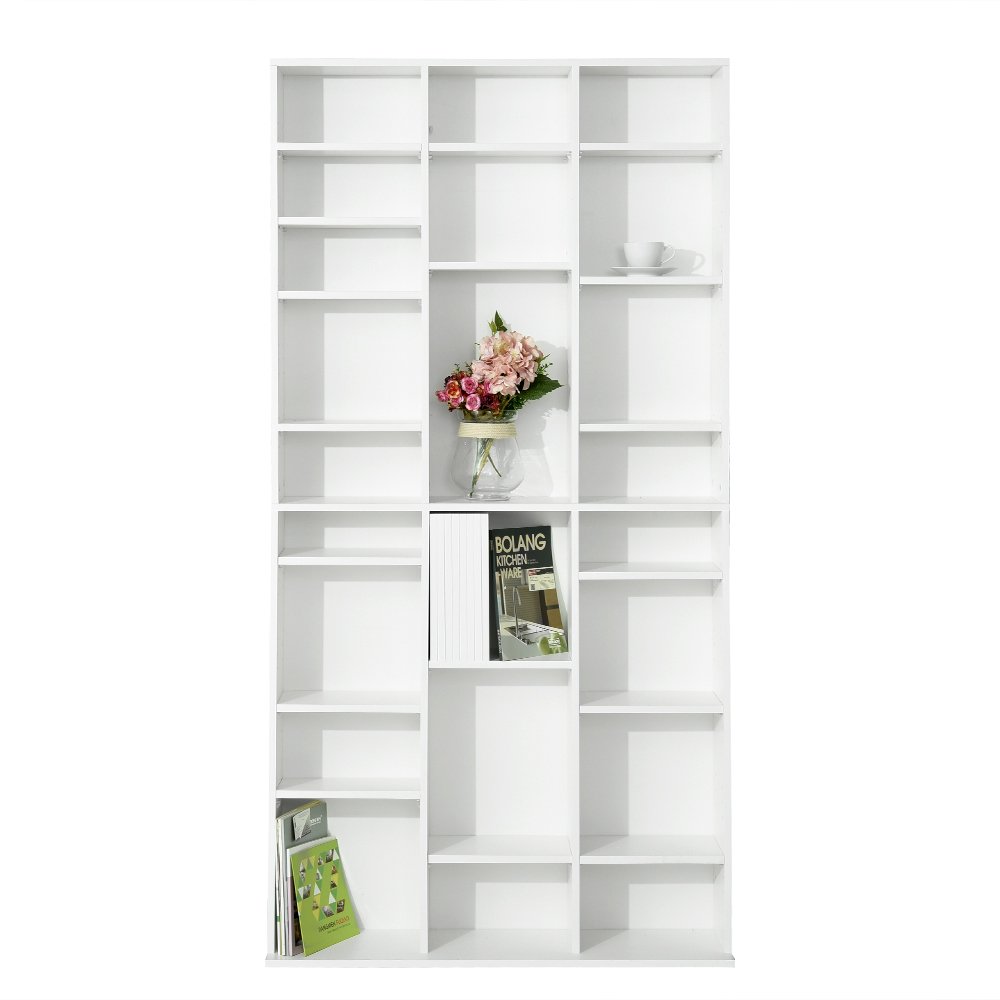 Keinode Bookcase CD DVD storage Shelf Wooden Ladder Bookshelf