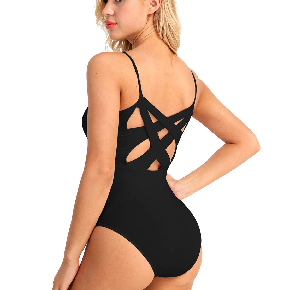 ACSUSSWomen's V-Neck Ballet Dance Leotard Criss Cross Back Strappy Camisole Bodysuit