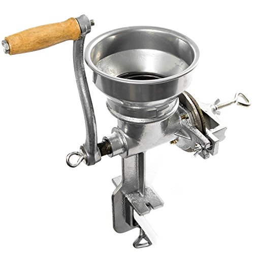 Biltek Professional Manual Grain Grinder - Table Clamp Corn Mill With Hopper, Cast Iron #TOP2