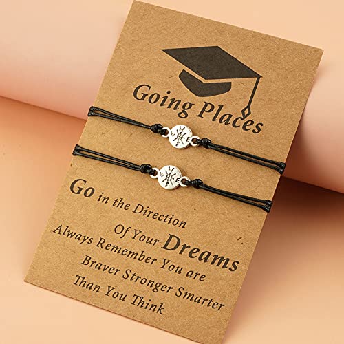 Graduation Gifts Compass Heart Star Friendship Bracelet Class of 2021 College Graduation Presents for Classmates Bestie Sister bro - Going Places: Compass 2pcs - Image 4