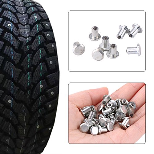 Image of Wheel Car Tires Studs,Replacement Studs for My Tires Snow Tire 9 Mm,Tire Studs for Ice and Snow,Ice Studs for Tyres,100pcs 9mm /0.35 inch Wheel Tyre Stud Screws Snow Tire Spikes for Car Auto SUV ATV