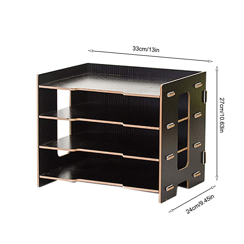 Ejoyous Organizer per Riviste da Tavolo, Portadocumenti in Legno, Portadocumenti Multistrato per Uso Domestico (BLACK)