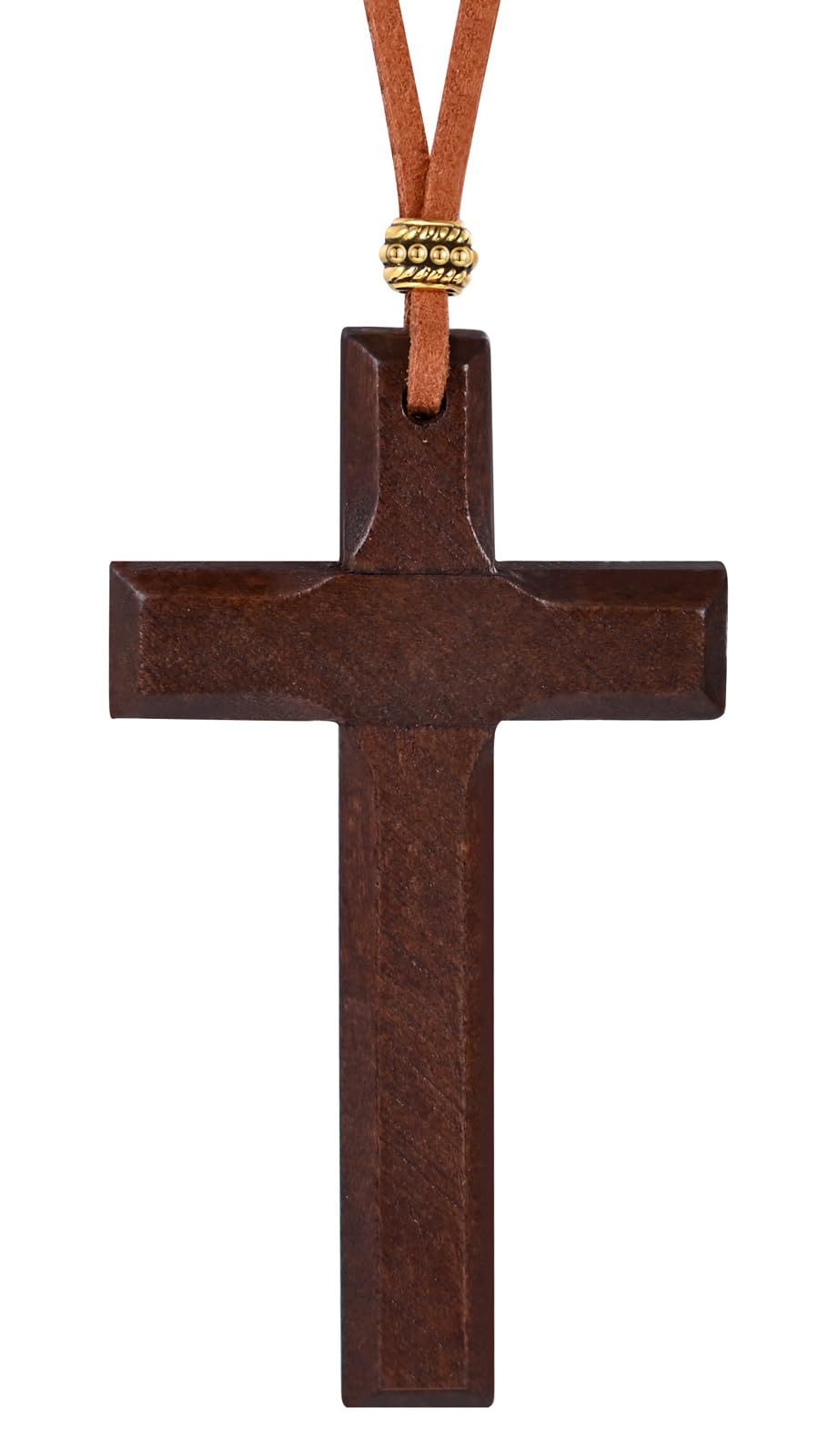 Feilok Collar para hombre, cadena con colgante de cruz de madera, color negro, para hombres y niños