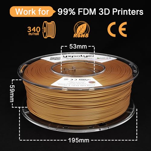 Filament PLA de qualité alimentaire 1.75mm doré pour vaisselle imprimée 3D - 7