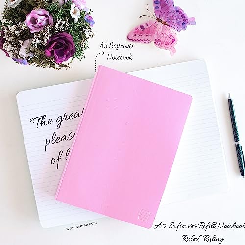 Image of NEORAH - A5 Ruled Notebook Soft Cover | Journal Refill | Ruled Journal | 110 GSM | 160 Pages (Size 21 cm x 14.8 cm) Planner Journaling Writing Note Taking Diary, Travellers Journal -LAVENDER