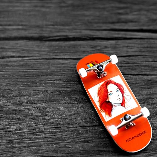 NOAHWOOD 2025 15s PRO Fingerboard Complete (5-Layer Colour Maple Wooden Pro Concave 35 x 98mm Handmade Deck + 34mm Prince 3G Silver Truck + Crown White Wheels iii) Girl ii