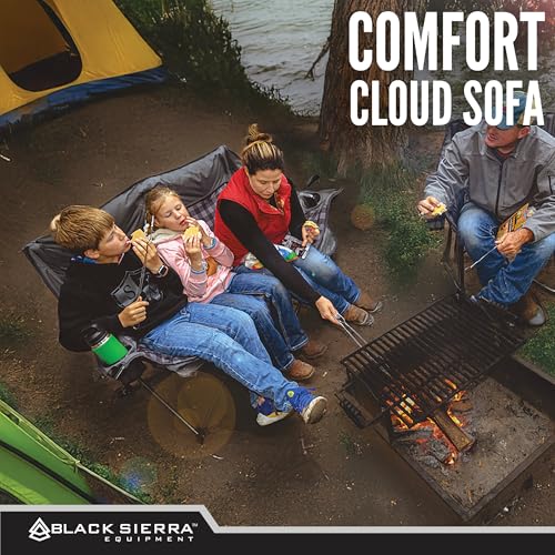 Black Sierra Double Loveseat Sofá para Camping, Silla Plegable Oversize para Adultos, Capacidad 600 lb, Asiento Exterior Acolchonado con Porta Vasos y Bolsa de Transporte miniatura 7