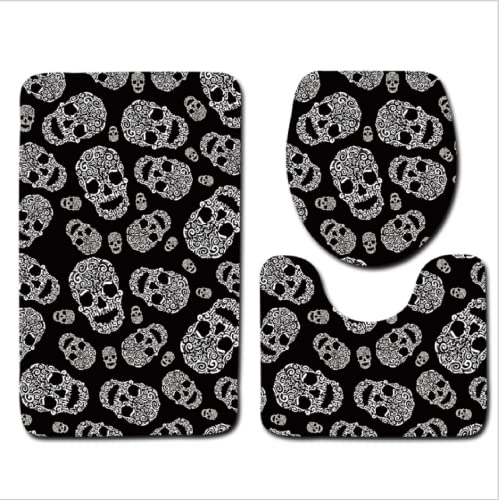 Badematten Set 3 teilig,Toilettenmatte Set,3er Badgarnitur Badezimmer Matte Set Dusch Bade Matte Vorleger Teppich 3D…