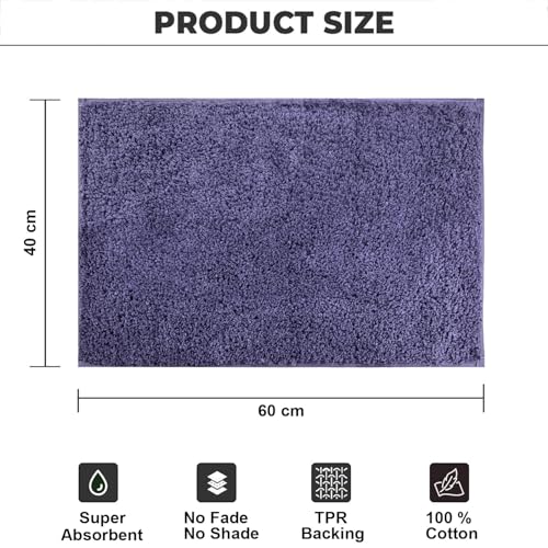 Image of Luxe Home Colosseum Bath Mat 100% Cotton (40x60 cm) Super Soft Non-Slip Bathroom Mat for Bedroom Door (Navy Blue) Pack of 1