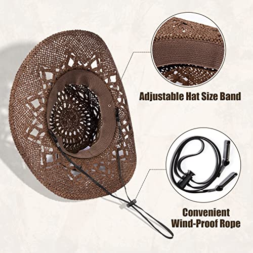 Andorra Mens Cowboy Hat Straw Cowgirl Hats For Women Woven Mens Cowboy Hats For Men Western Straw Cowboy Hats Womens Western Hat Women Cowgirl Hat Adult Coffee #TOP3