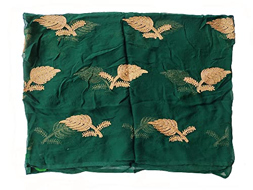 Image of YOUTHQUAKE Women's Golden Patti Work Embroidered Chiffon Dupatta for Womens & Girls With Latkan