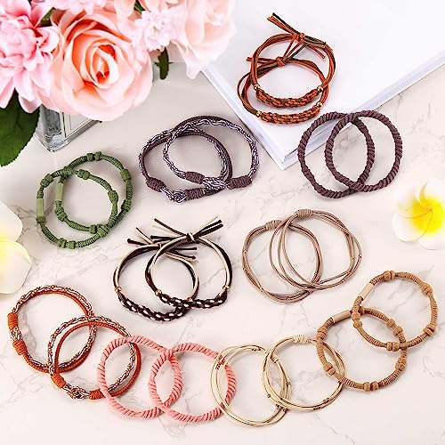 20 Pcs Boho Hair Ties for Women, 5 Styles Cute Hair Tie Bracelet for Thin and Thick Hair/Pony Tails, 10 Colors Hair Accessories for Women No Damage Hair Elastics - Image 5