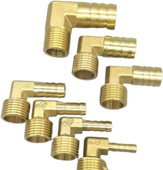 Brass Elbow 8pcs Brass Hose Barb Fitting Elbow Male Thread Connector Joint Adapter For RV Water Hoses(10mm Barb,3/8")
