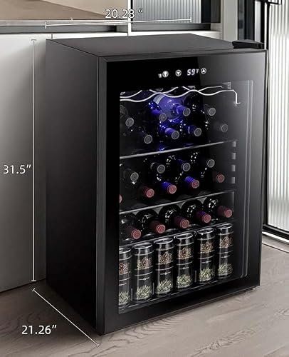 Antarctic Star 36 Bottle Wine Cooler Beverage Refrigerator Small Mini Wine Cellar Beer Soda Bar Fridge Quiet Operation Compressor Adjust Temperature Freestanding Black, 4.4 Cu. Ft