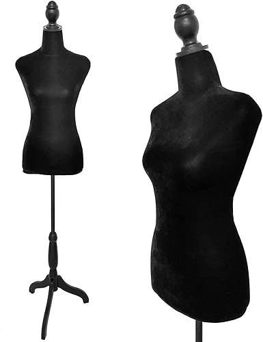 Vestido femenino negro forma maniquí torso cuerpo con trípode ajustable vestido joyería exhibición