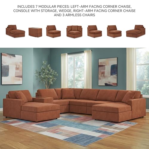 Image of Signature Design by Ashley 7-Piece U Shaped Sectional, Orange