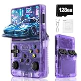 Blidinner R36S Retro Handheld Video Game Console -Linux System,3000mAh Battery,3.5 Inch Screen,128G TF Card,30000+ Classic Games,Portable Game Console for Present to Give Friends for Christmas-Purple