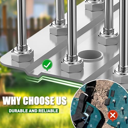 Lawn Aerator Spike Tool - Manual Grass Aerator with 15 Iron Spikes, Pre-Assembled Yard Aerator for Core Aeration, Dethatching, Heavy Duty T-Handle & Wide Foot Plate for Lawn Yard & Garden (Grey) - Image 5