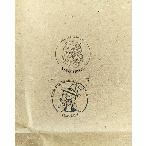Image of Kunya Personalised Book Stamp with Your Name(3.5 cm Dia), customised for Stamping Books for Readers, Great Gift for booklovers, Kids, Teachers (Bookworm)