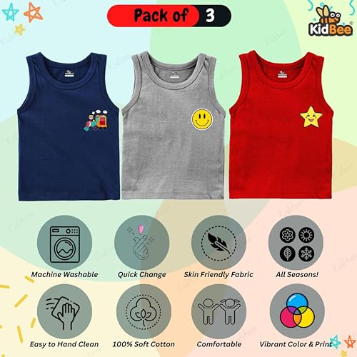 Image of Kidbee Cotton Vests for Boys & Girls (Set of 3)