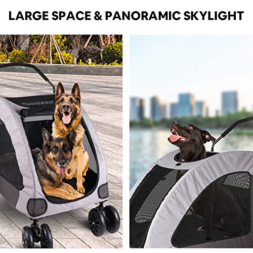 Petbobi Dog Stroller for Large Dogs, Breathable Large Space, Waterproof Oxford Cloth & Storage Bag, Detachable Folding⦠- Image 4