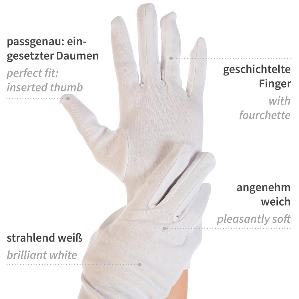 FRANZ MENSCH 600 Stück Hygostar Baumwollhandschuhe Blanc, weiß, 9/L, L: 25cm, Karton, Baumwollhandschuhe, Textilhandschuhe, Stoffhandschuhe