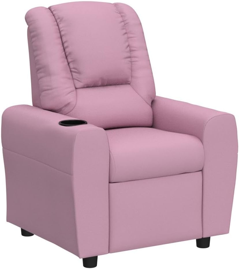 Kids Recliner Chair with Cup Holder, Toddler Recliners for Age 0-5 with Side Pockets and Non-Slip Footstool, Child Recliners for Girls Boys Kids Room, Children's Rooms, Pink