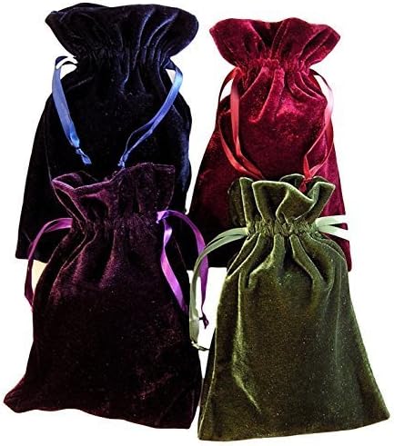 Paper Mart Tarot Rune Bag Bundle of 4: Moss Green, Navy Blue, Purple, Wine 6" x 9"
