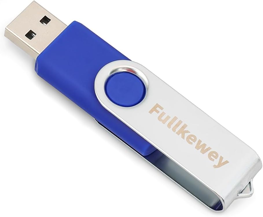 16G/32G/64G/128G Flash Drive, Fullkewey Thumb Drive 2.0, High Speed Memory Stick, USB Drive, Rotated Design, Black/Blue/White (Blue, 16, GB)