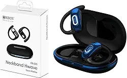 Fone de Ouvido Bluetooth Neckband HREBOS EB-220 Hwave – Som Estéreo, Bateria 50mAh + 500mAh, Carregamento USB-C, Encaixe Esportivo Confortável para Android e iOS