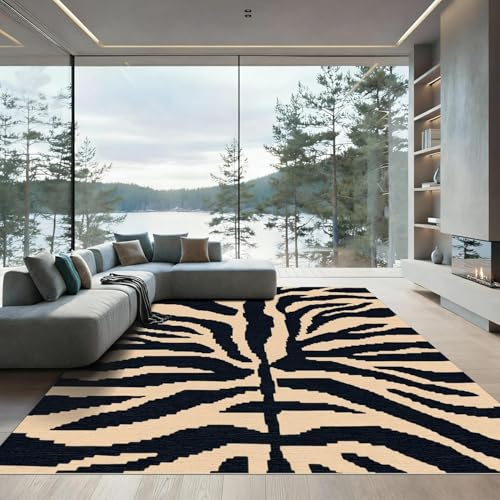 Tapis modern abstract black 150x200cm avec envers antidérapant haute densité
