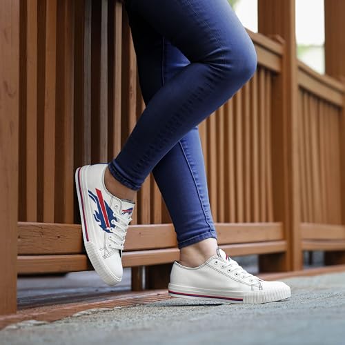 Image of FOCO NFL Womens NFL Ladies Fashion Team Big Logo Low Top White Canvas Sneakers Shoes