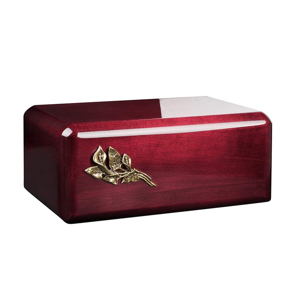 Adult Cremation Urn for Ashes Unique Memorial Funeral urn for Human Ashes Cremation Casket URN WU52M (Mahogany/Calla Lily)