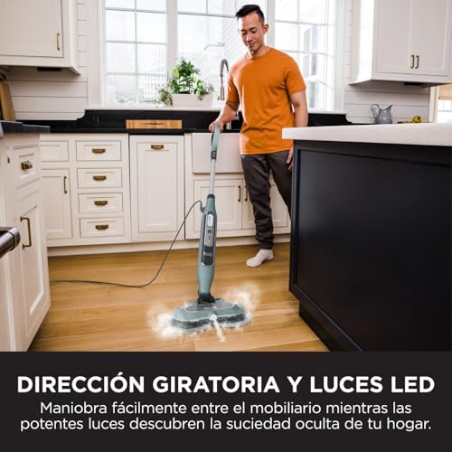 Shark Mopa de vapor automática, Tecnología Steam Blaster y 6 bayetas Dirt Grip, 3 configuraciones de vapor, elimina manchas y suciedad en suelos duros, cable de 8 m, verde salvia, S8201EUCP - imagen 5