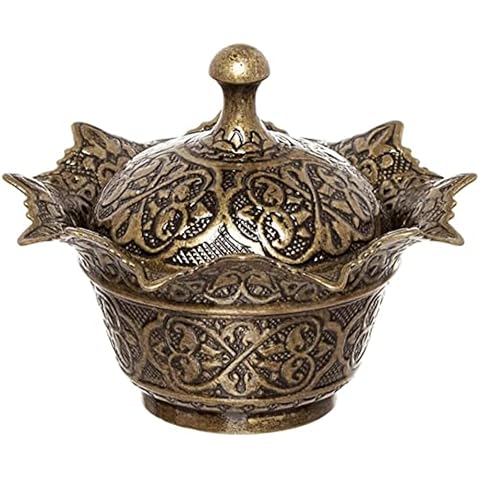 Alisveristime Handmade Brass Sugar Bowl with Lid Cover