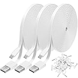 3 Pack 26FT Power Extension Cable for WyzeCam,WyzeCam Pan,KasaCam Indoor,NestCam Indoor,Yi Camera, Blink,Amazon Cloud Cam, USB to Micro USB Durable Charging Cord for Security Camera with Wire Clips