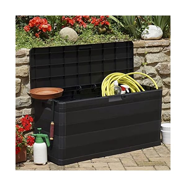 HechoVinen Gartenschrank Geräteschuppen, Werkzeugaufbewahrungsbox aus, Polypropylen, Abschließbar, Wasserabweisend… – Bild 4