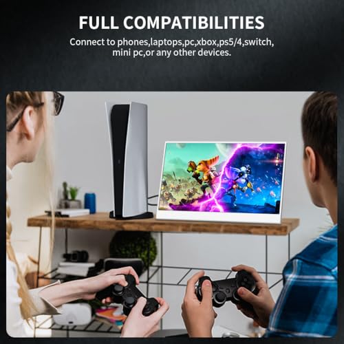 Image of 14 Inch Touchscreen Portable Monitor,FHD 1080p,100% sRGB Display,Built USB-C,HDMI,Mini DP,Folding Kickstand Extend Second Screen for Laptop /PC /Phone /Game Console