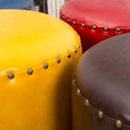 Miniatura 3 de Reposapiés para sofá, taburete de cuero de cera de aceite sintético, reposapiés otomano, puf, banco de zapatos, taburete para piernas, taburete de