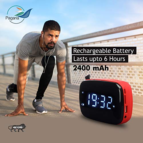 Image of PAGARIA Portable Radio & Alarm Clock Bluetooth Speaker with Remote /Alarm /USB /am /fm /SD Card /aux /Bluetooth Recording /mic Recording. (Golden), Standard (SAN101)