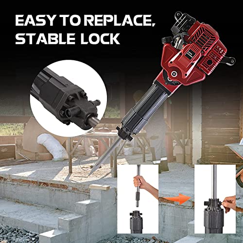 LPYGOA 2-Takt-Benzin-Abbruchhammer, Betonbrecher, Benzin-Schlagbohrhammer, 2 Meißel Für Betonblöcke, Ziegel, Felsen… – Bild 7