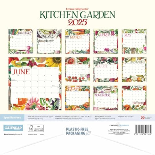 Emma Bridgewater Veg, Fruits, Flowers Garden Wiro Wall Calendar 2025 (PFP) - Image 2
