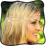 Urieo Gold Headpiece, Sequin Head Chain, Hair Jewelry Accessory for Women