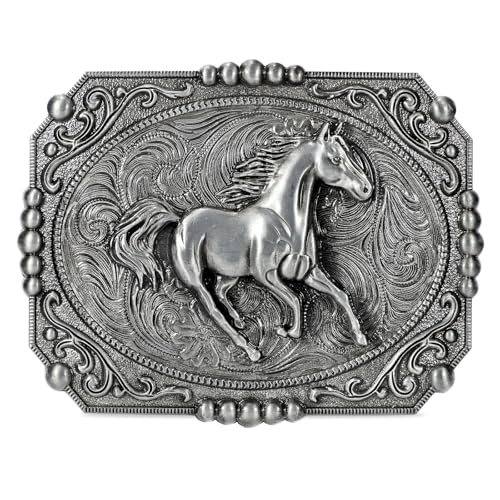 Image of SANSTHS Cowboy Belt Buckle, Western Belt Buckles for Men Women Texas Bull Rodeo Cowgirl Belt Buckle