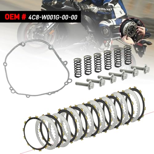 Image of Clutch Kit & Friction Steel Plates Cover Gasket Compatible with Yamaha YZF R1 2007-2008 OEM# 4C8-W001G-00-00