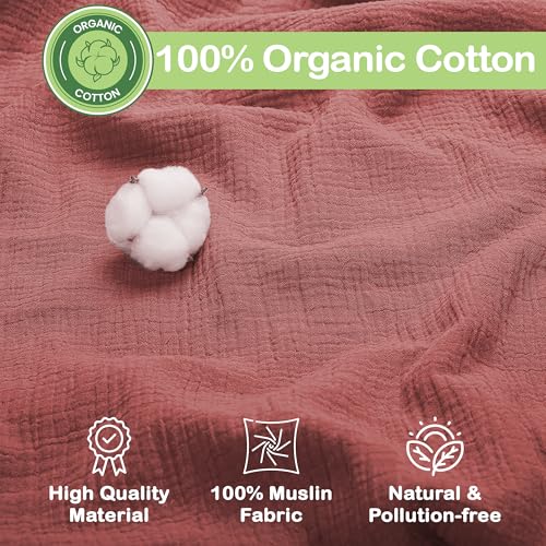 Image of OEKO TEX 100% Organic Cotton 2 PK Muslin Baby Blanket Unisex 47x47 Inch