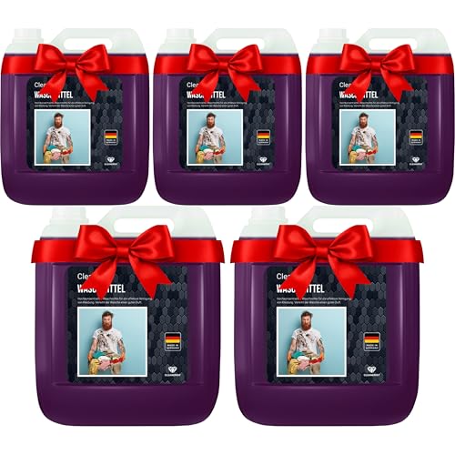 Cleanerist Black wasmiddel vloeibaar voor 875 donkere wasbeurten, 5 x 5 l vloeibaar wasmiddel concentraat voor zwarte en donkere was, XXL wasmiddel met frisse geur voor 20-95 °C, in plaats van pods